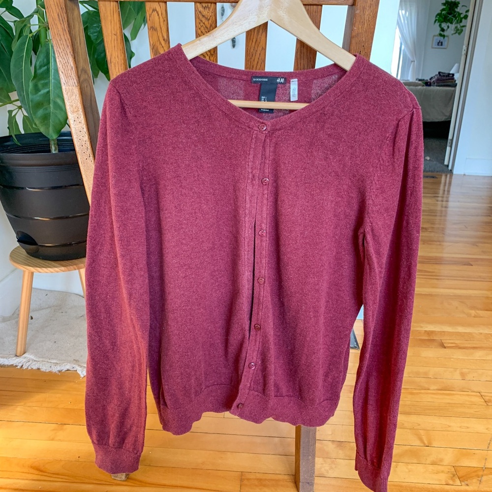 H&M Deep Red Women's Cardigan Sweater